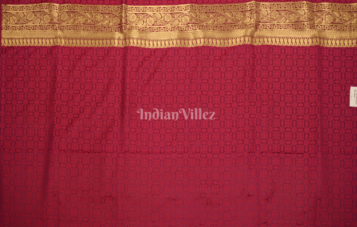 Deep Wine Pure Satin Weaving Silk Saree With Blouse Piece