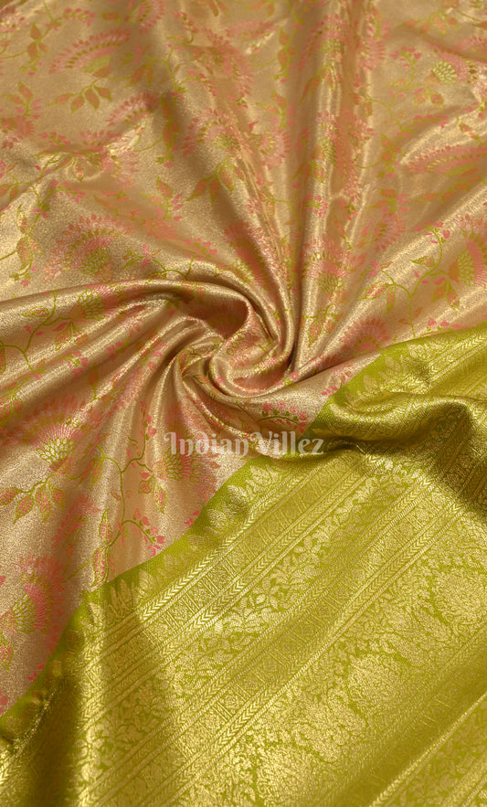 Lime Green Pure Kanjivaram Silk Saree