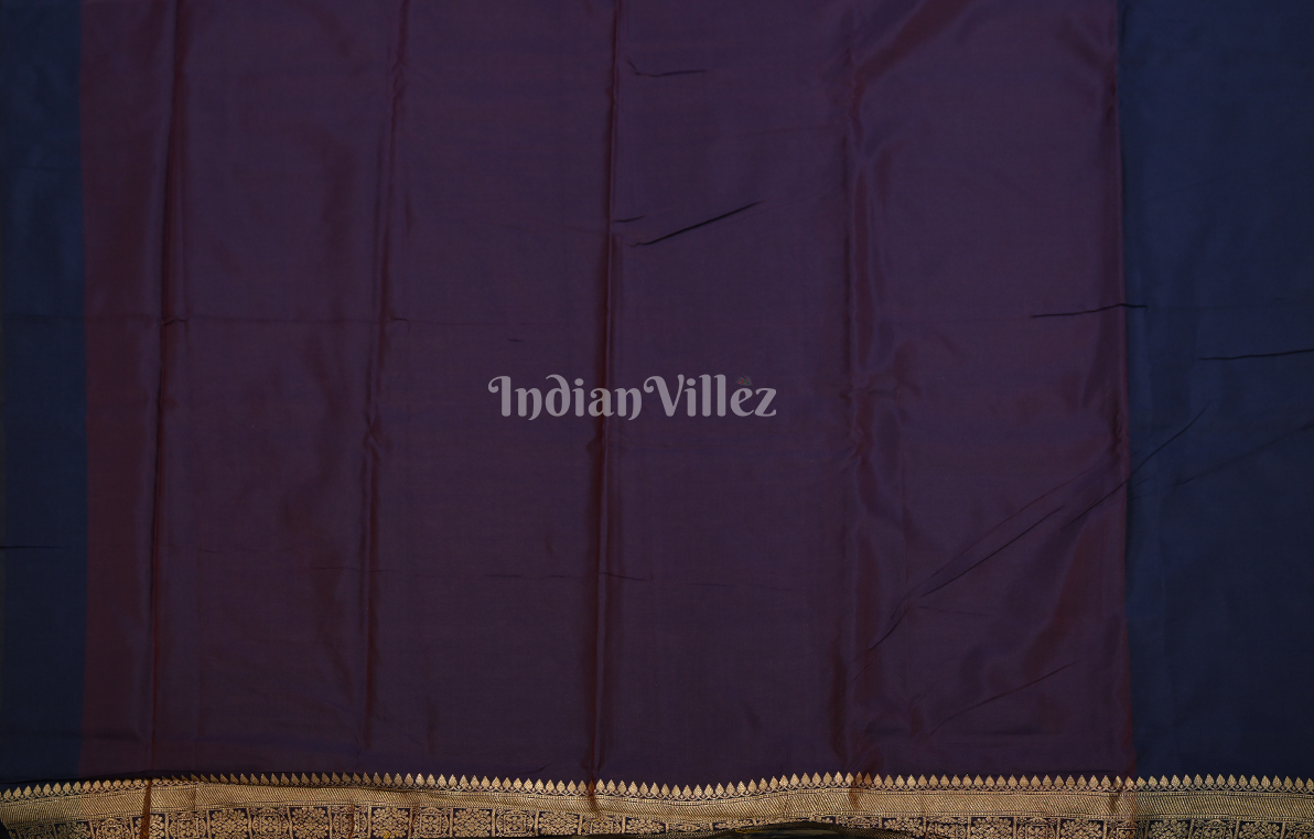 Red Blue Ikat Saree with Zari Border Tussar Silk