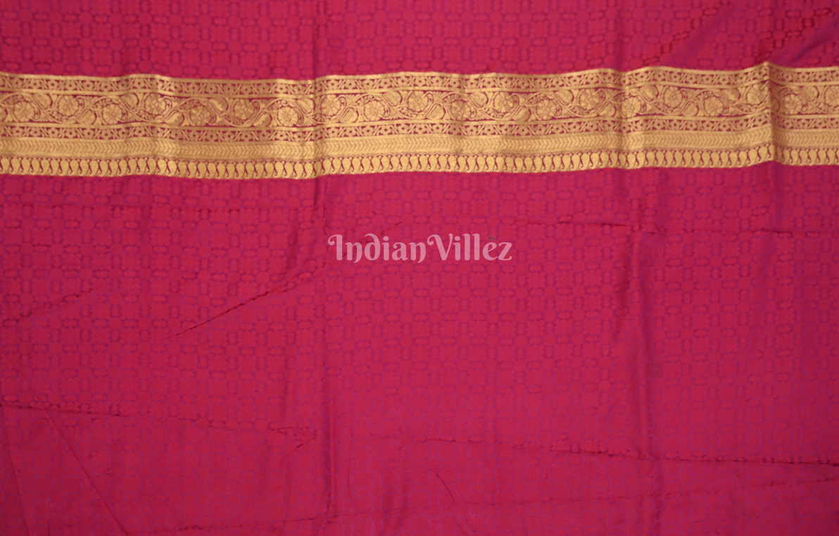 Magenta Pink Pure Satin Weaving Silk Saree With Blouse Piece