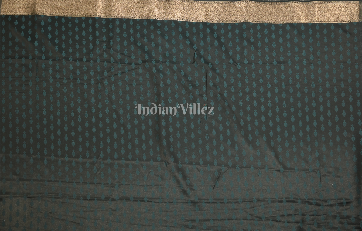 Navy Blue Zari Banarasi Satin Silk Saree