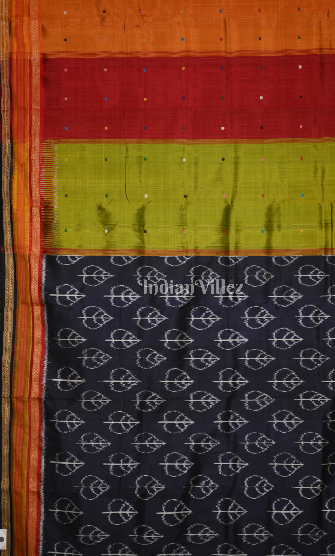 Black with Multi colour Kathiphera Odisha Ikat Khandua Silk Saree 