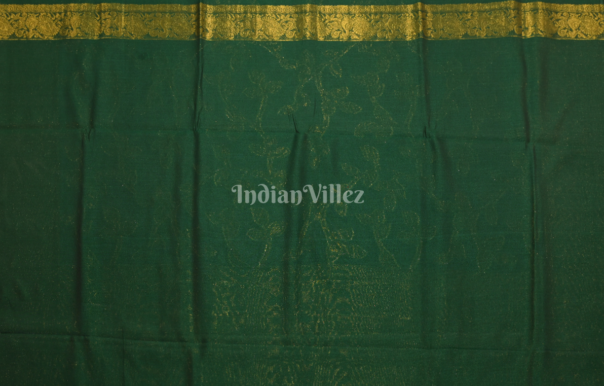 Bottle Green Two Tone Chinon Woven Banarasi Silk Saree 
