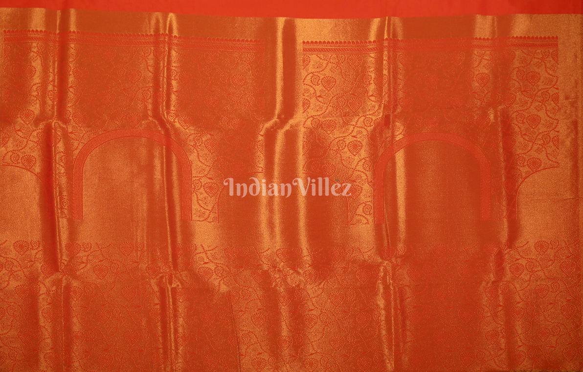 Orange Weaving Silk Saree With Heavy Blouse