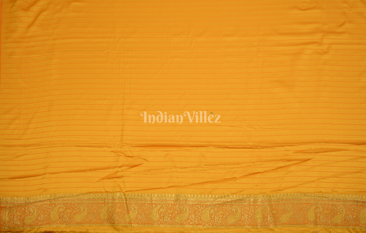 Yellow Zari Satin Silk Banarasi Saree