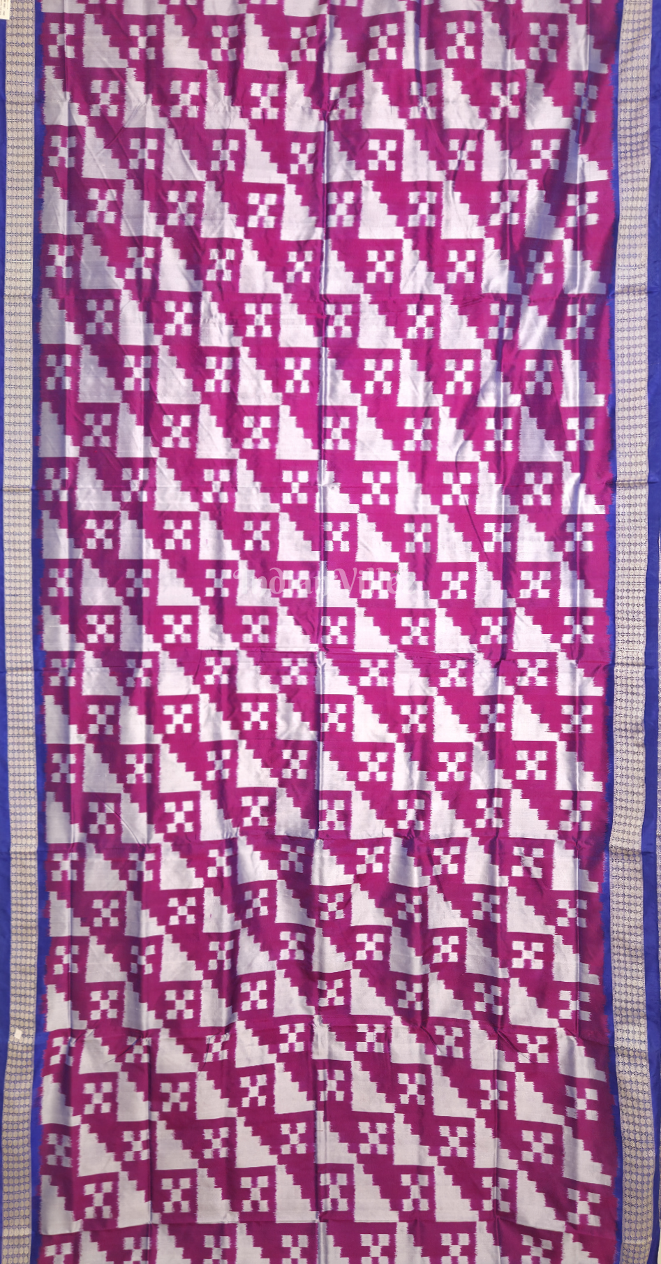 Magenta Pink Blue Pasapali Odisha Ikat Sambalpuri Silk Saree