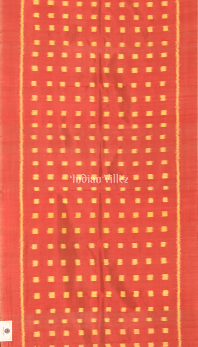 Red Yellow Box Pattern Odisha Ikat Pure Sambalpuri Silk Stole