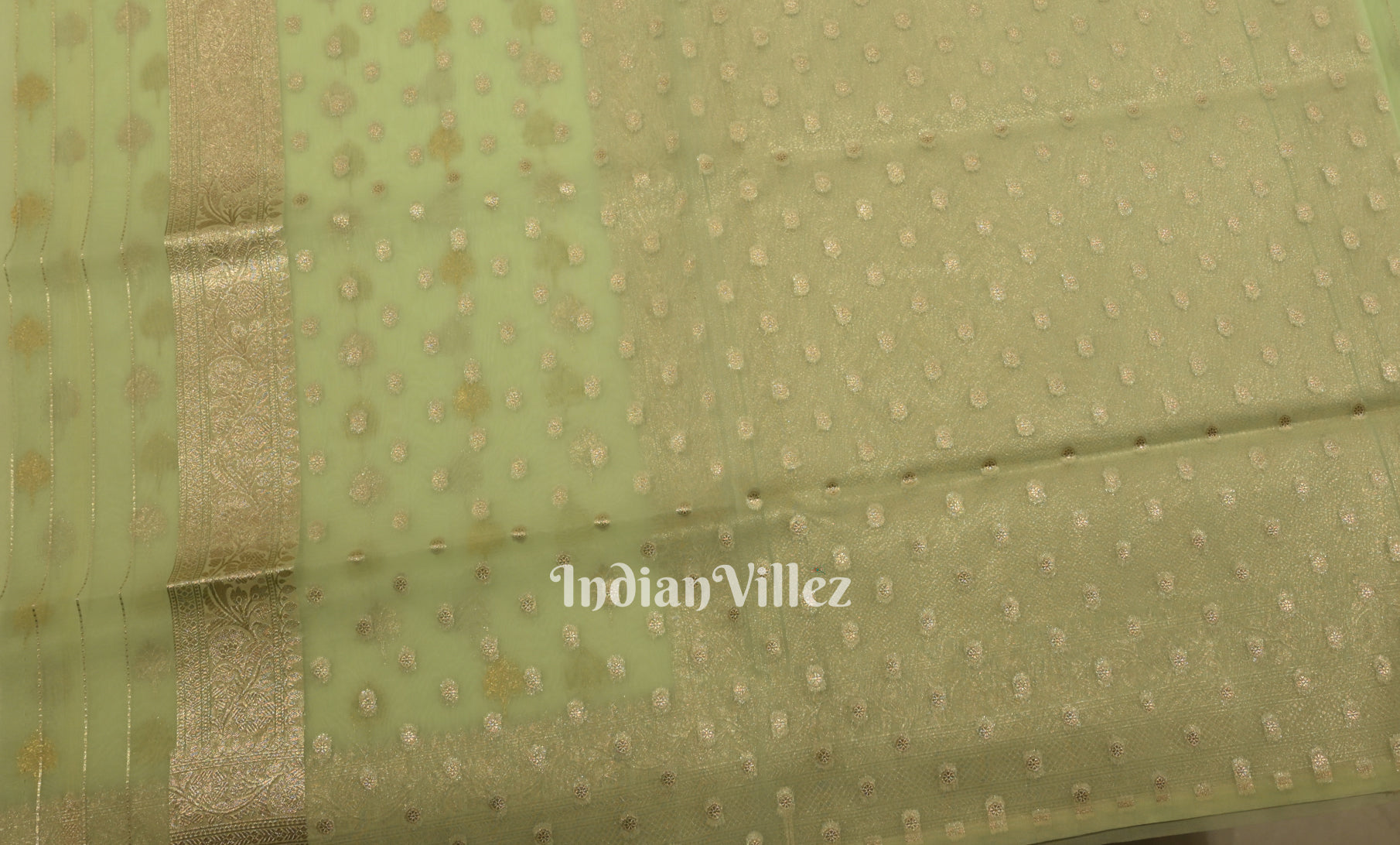 Mint Green Chanderi Silk  Banarasi Saree