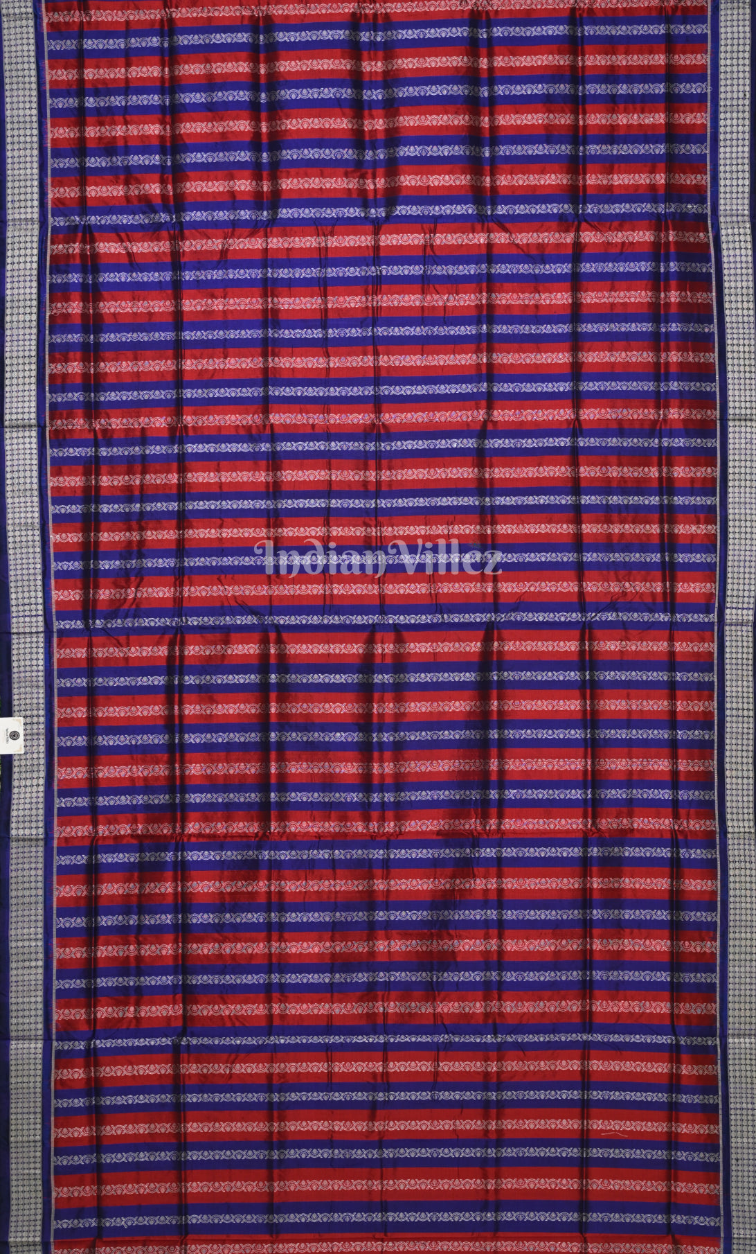 Red Blue Odisha Ikat Bomkai Sambalpuri Silk Saree with Doll Aanchal