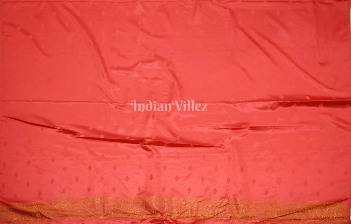 Carrot Pure Satin Kanjivaram Silk Saree with Brocade Work