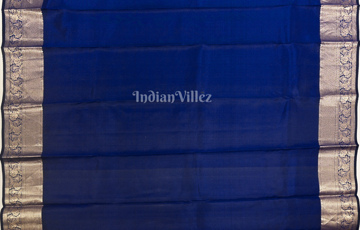 Royal Blue Pure Brocade Kanjivaram Silk Saree