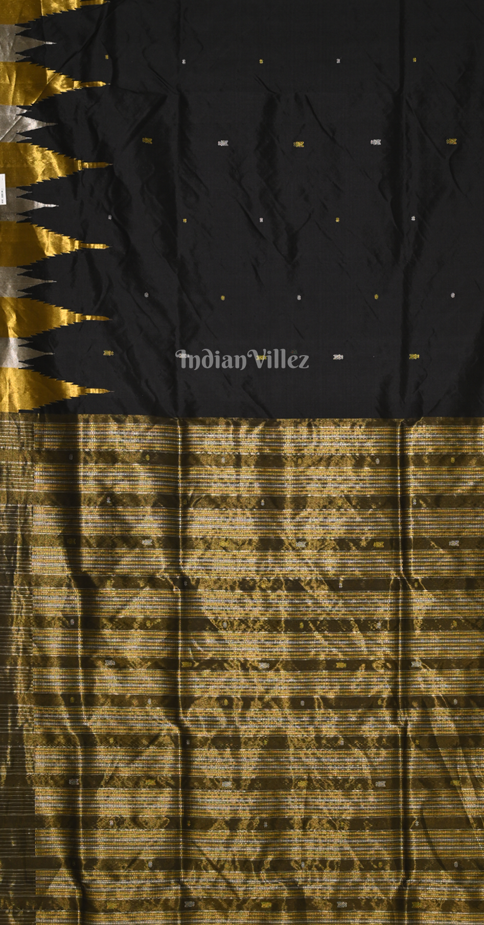 Golden Black Red Half Tissue Sambalpuri Silk Saree with Doli Barat Anchal