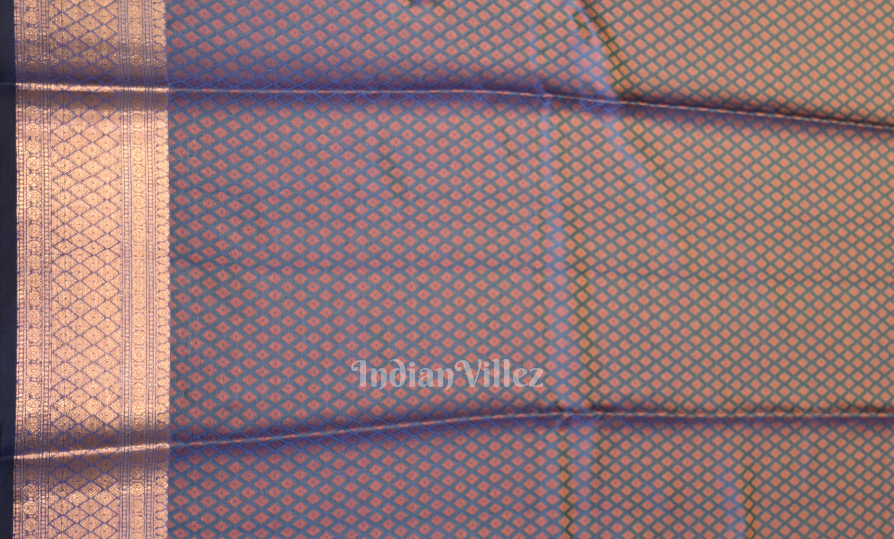 Peacock Blue Dual Tone  Floral Tanchoi Silk Banrasi Saree