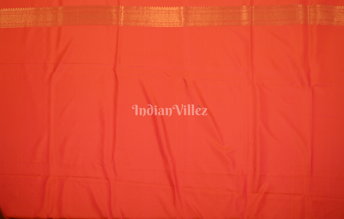 Orange Pure Chaap Weaving Silk Saree