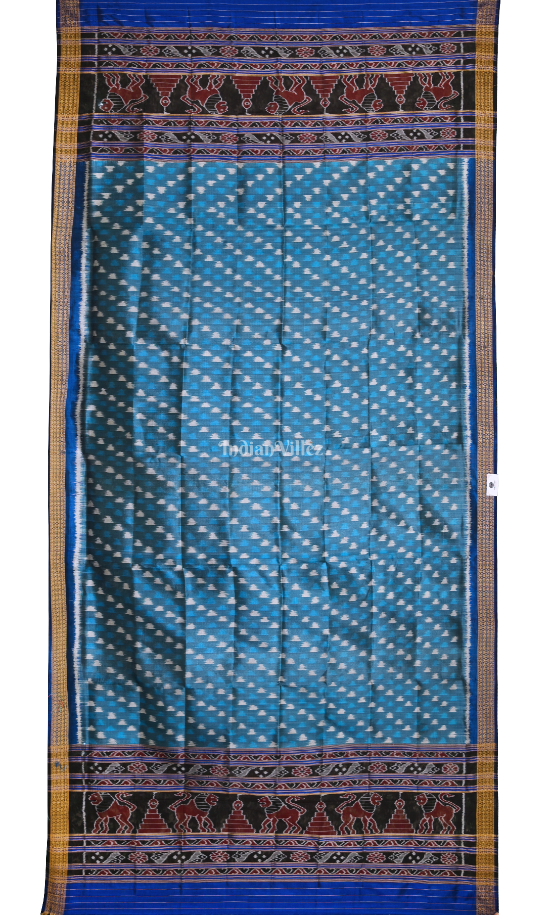 Black Blue Odisha Ikat Pure  Sambalpuri Silk Dupatta