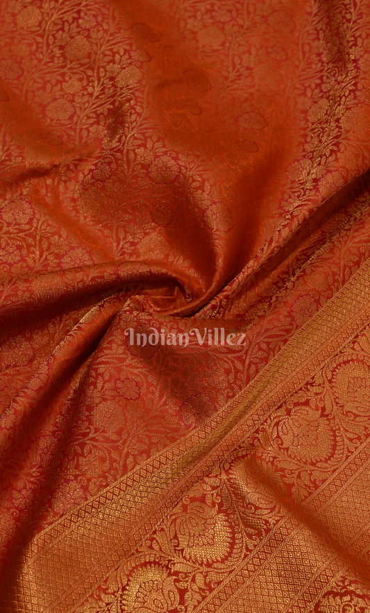 Red Pure Kanjivaram Silk Saree with Zari Brocade 
