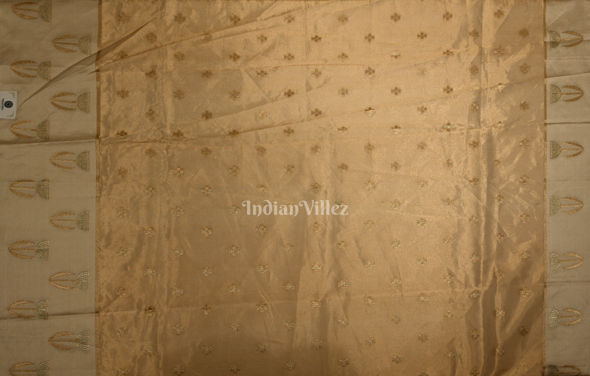 Ivory Gold Pure Katan Silk Banarasi Saree  
