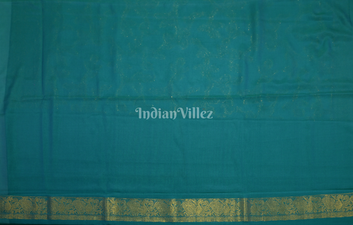  Sky Blue Two Tone Chinon Woven Banarasi Silk Saree