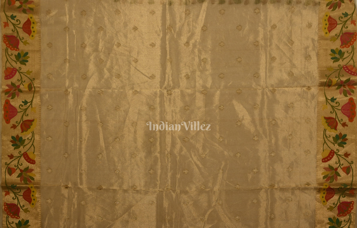 Golden Floral Jaal Pure Katan Silk Banarasi Saree 