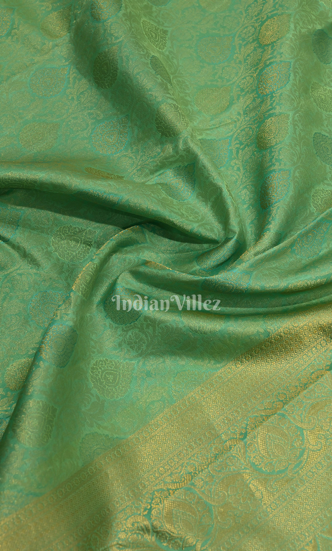 Plum Green Pure Kanjivaram Silk Saree with Zari Brocade 