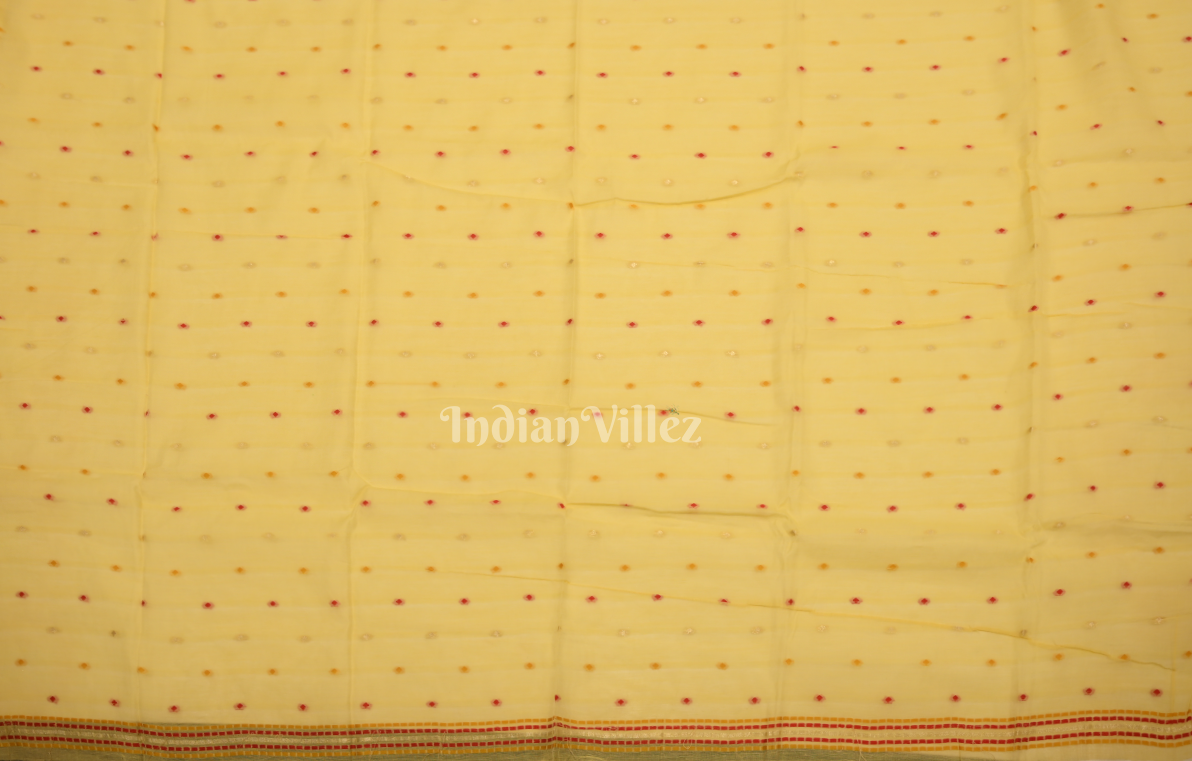 Yellow  Red Spun Weaving Silk Saree