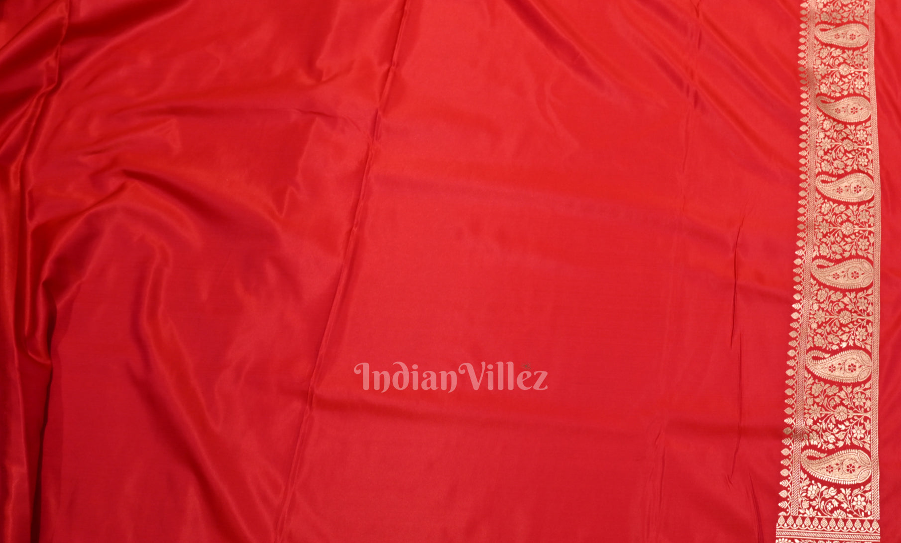 Blood Red Mashru Satin Silk Banarasi Saree