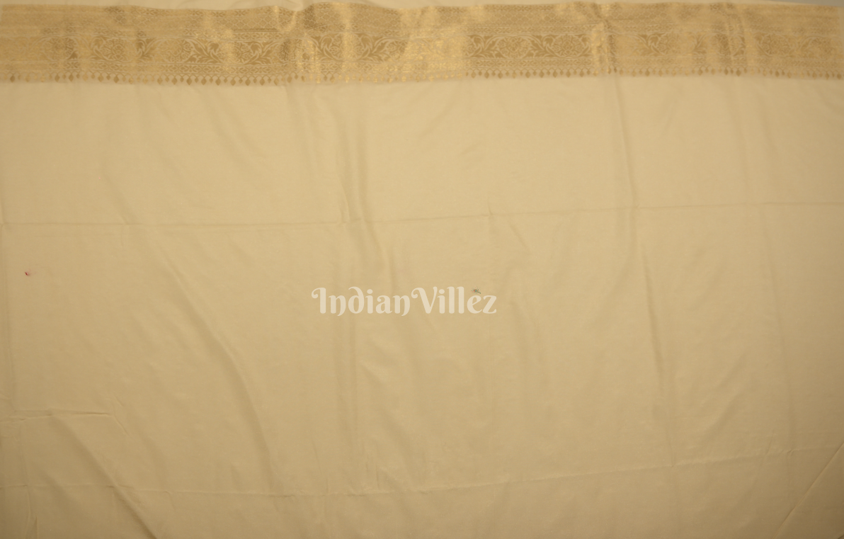 Off White Pure Khaddi Gergette Baarasi with Nylon Weaving Saree