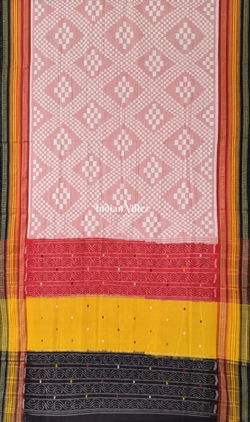Pink Odisha Ikat Sambalpuri Pure Cotton Saree