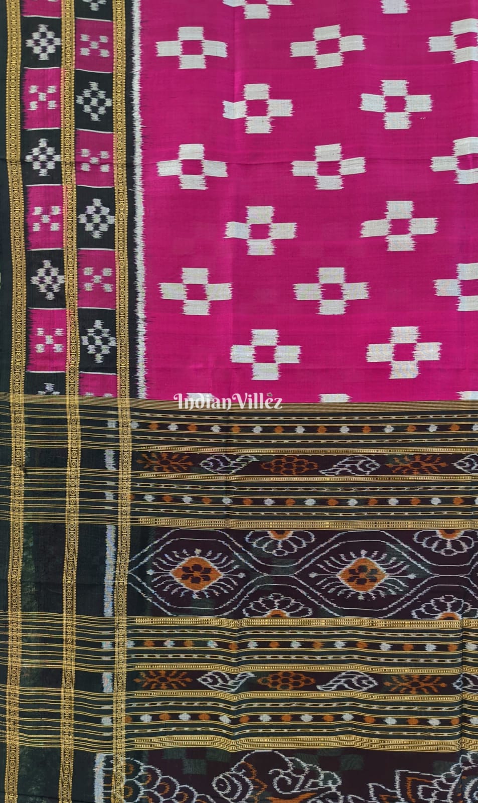 Magenta Pink Odisha Handloom Pasapali Khandua Silk Saree
