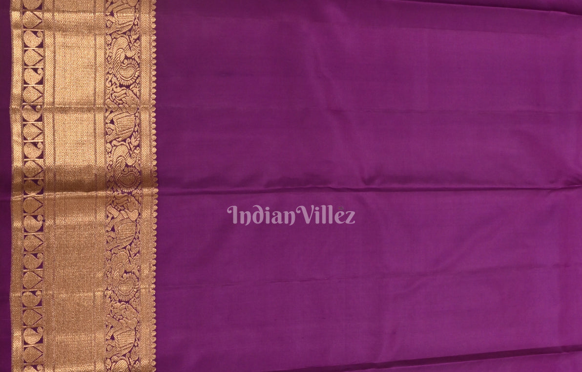 Grape Purple Pure Kanjivaram Silk Saree with Zari Brocade 