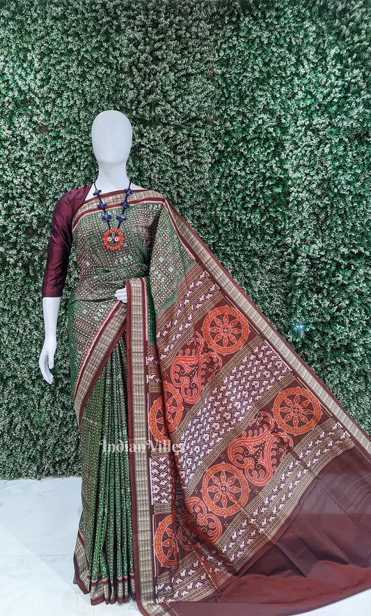 Maroon Tribal Theme Odisha Ikat Sambalpuri Silk Saree