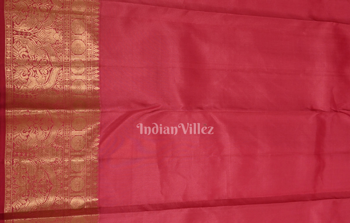 Azalea Pink Pure Kanjivaram Silk Saree with Zari Brocade