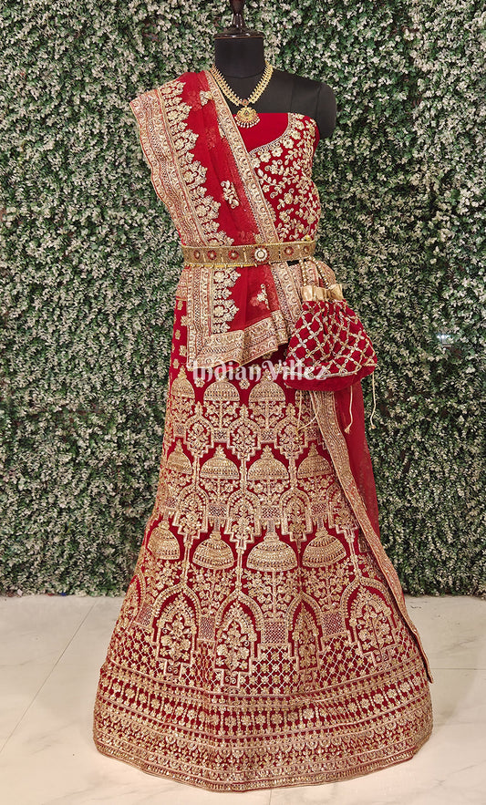 Exlusive Designer Red Gota Patti & Zardosi Lehenga Choli With Dupatta