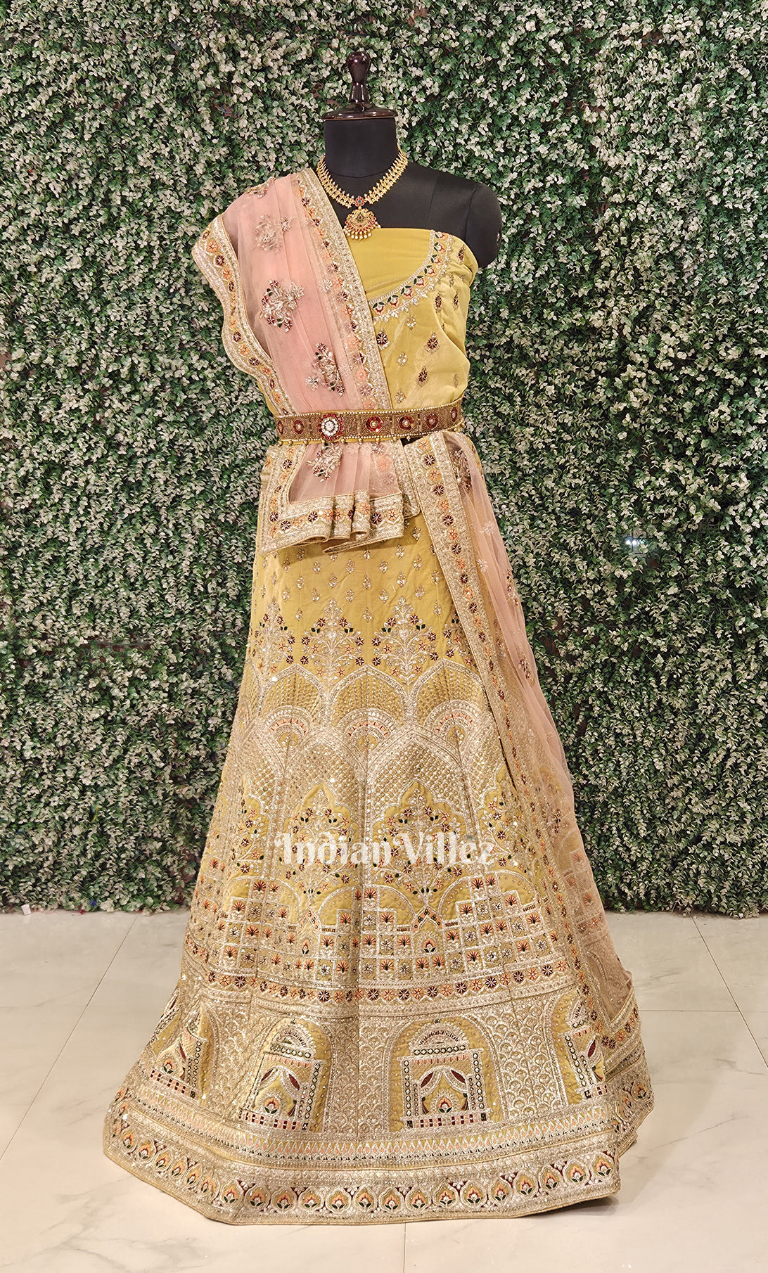 Exlusive Designer  Yellow Peach Lehenga Choli With Dupatta 