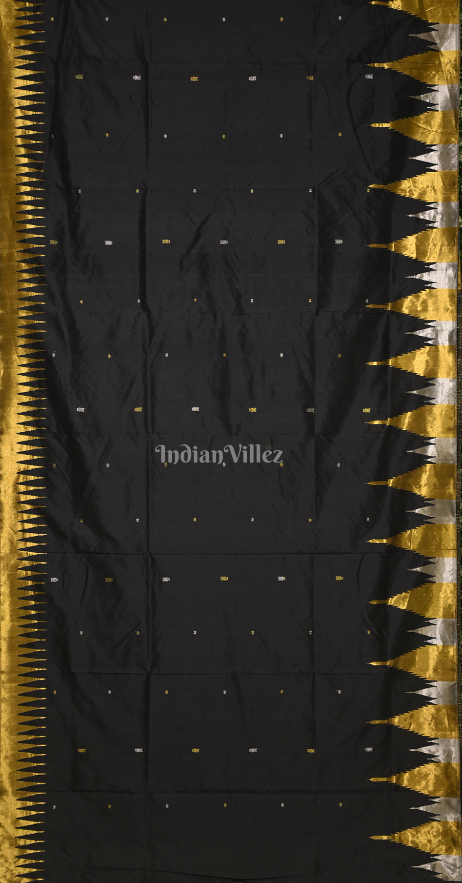 Golden Black Red Half Tissue Sambalpuri Silk Saree with Doli Barat Anchal