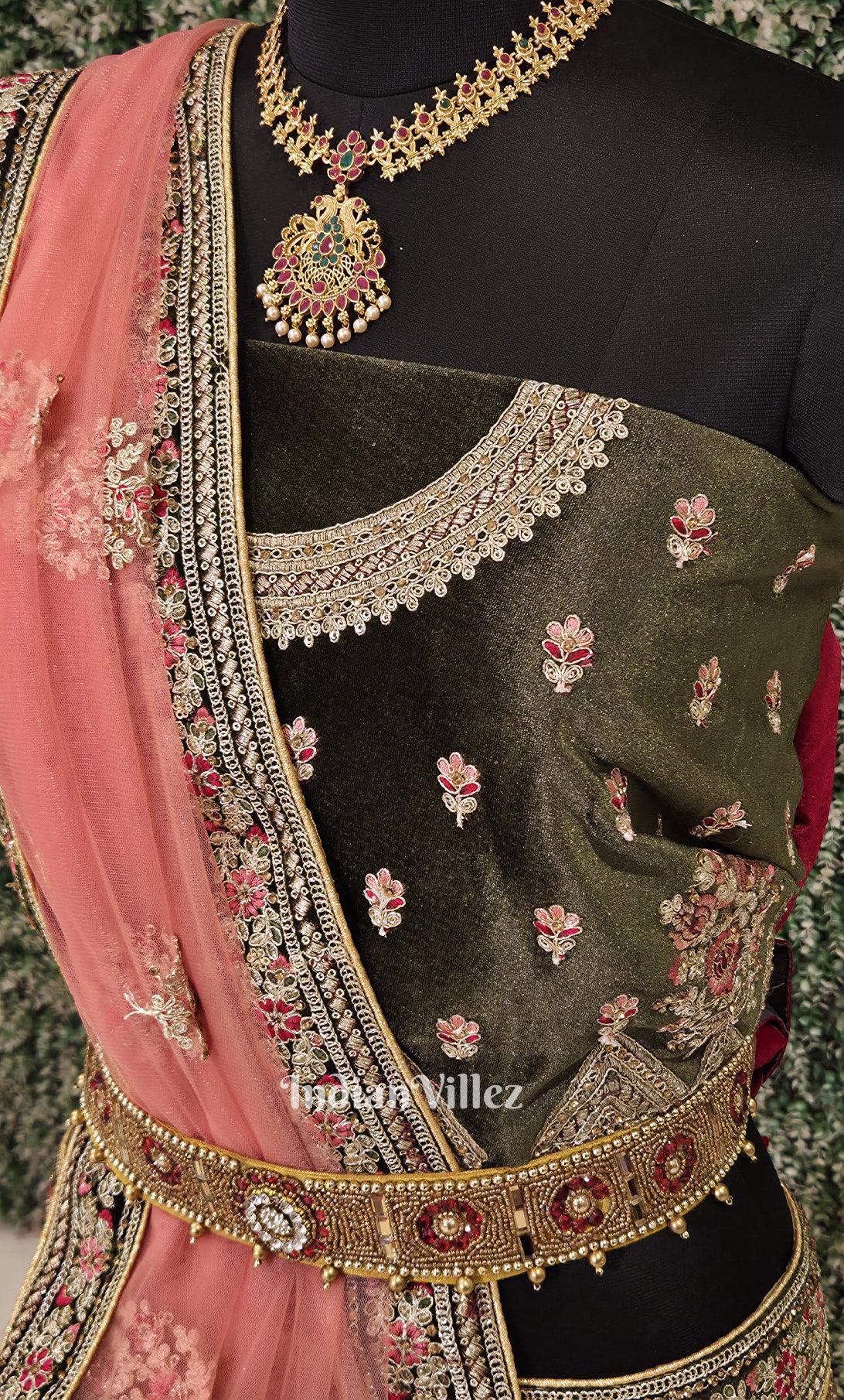 Exlusive Designer Olive Green Lehenga Choli With Dupatta