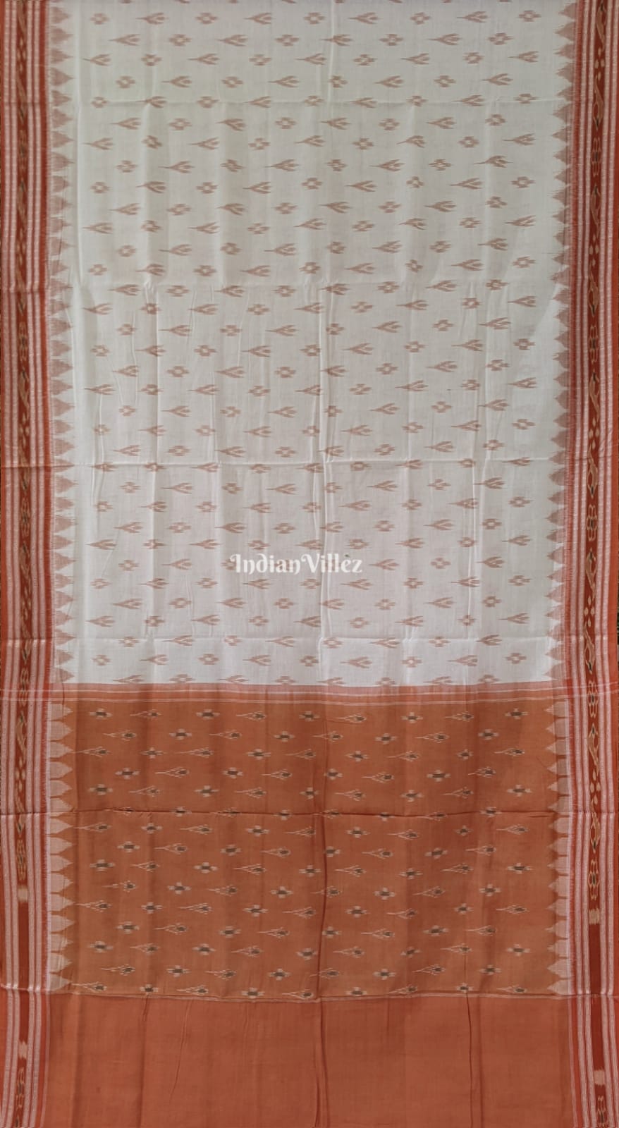 White Mayur Chandrika Maniabandha Cotton Saree