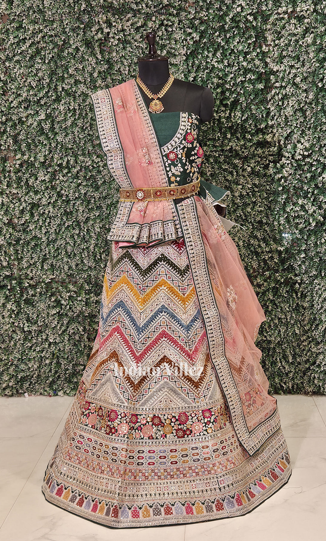 Exlusive Designer Multi Coloured Lehenga Choli With Dupatta