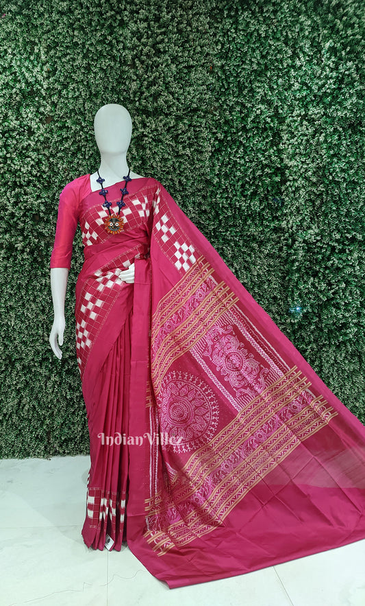 Red Pasapali Double Border Contemporary Designer Silk Saree