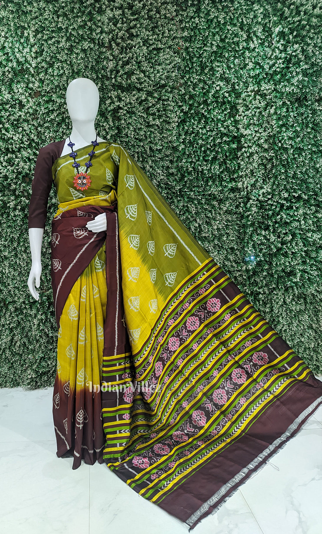 Mustard Yellow Coffee Contemporary Designer Silk Saree