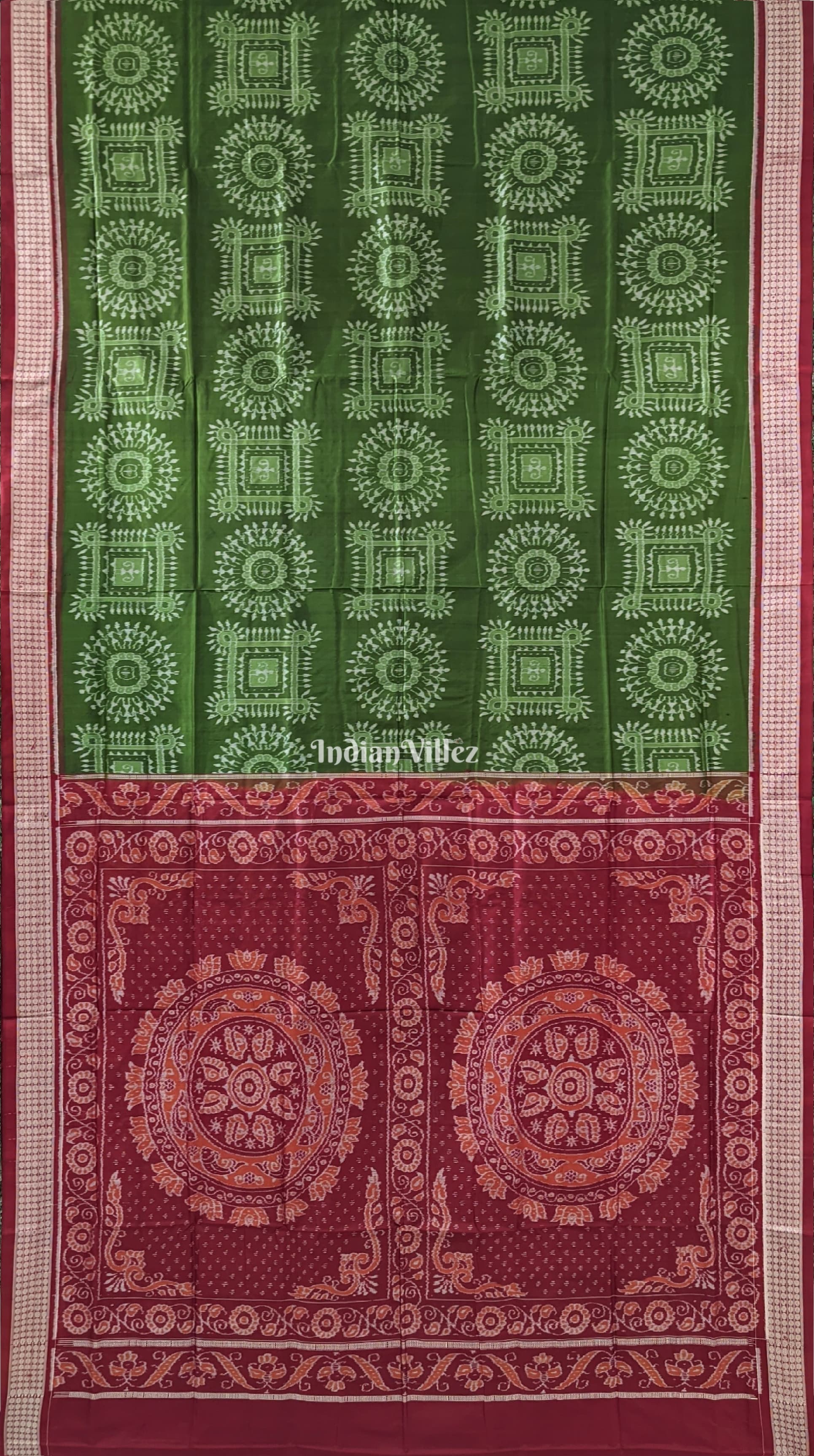 Mehendi Green Tribal Theme Sambalpuri Silk Saree