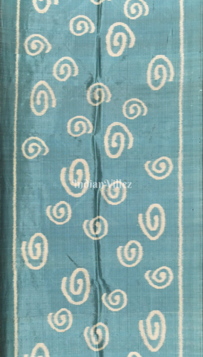 Teal Blue Odisha Ikat Pure Sambalpuri Silk Stole