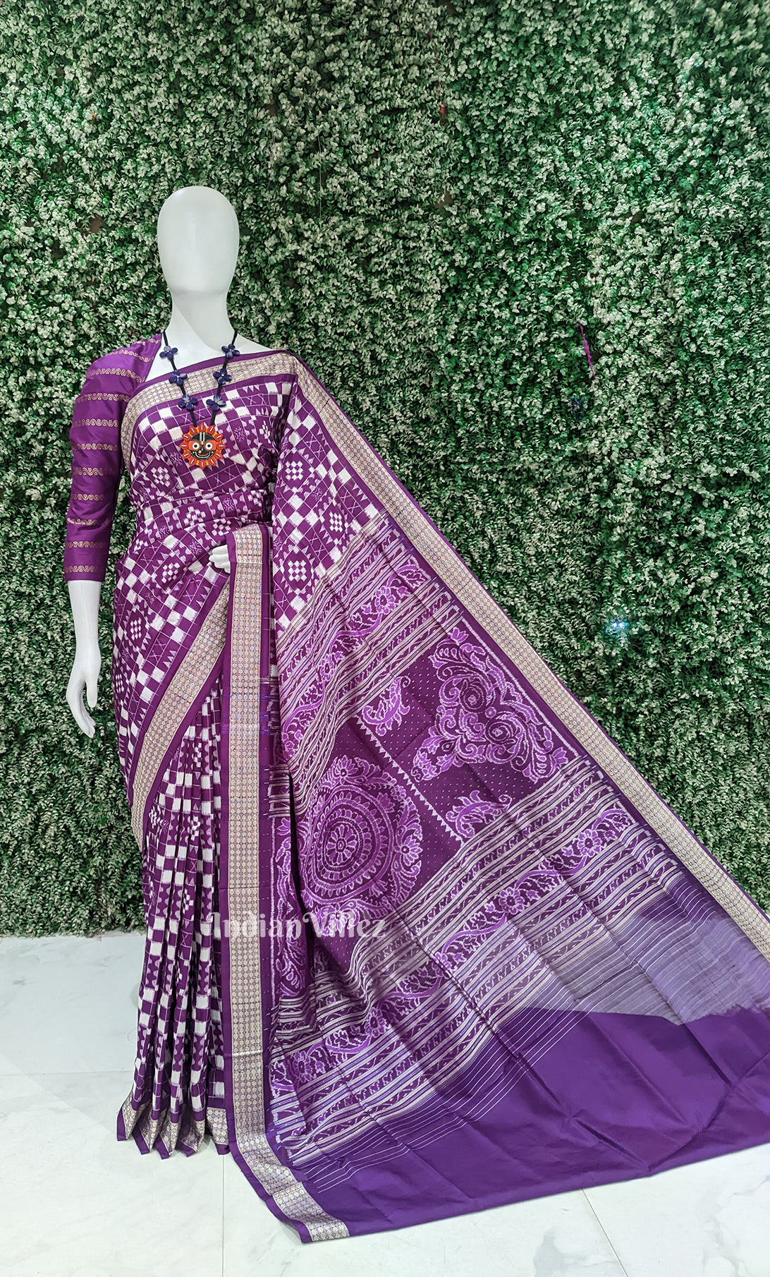 Purple Pasapali Odisha Ikat Sambalpuri Silk Saree