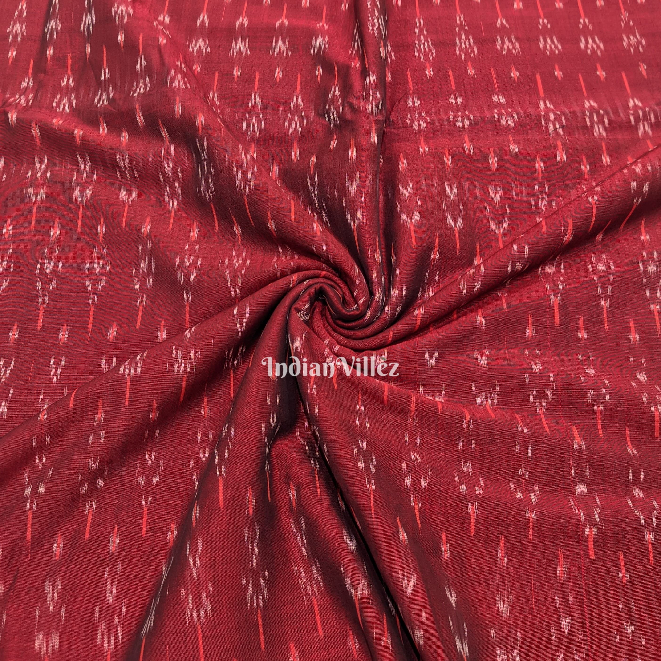 Maroon Pochampally Ikat Cotton Fabric