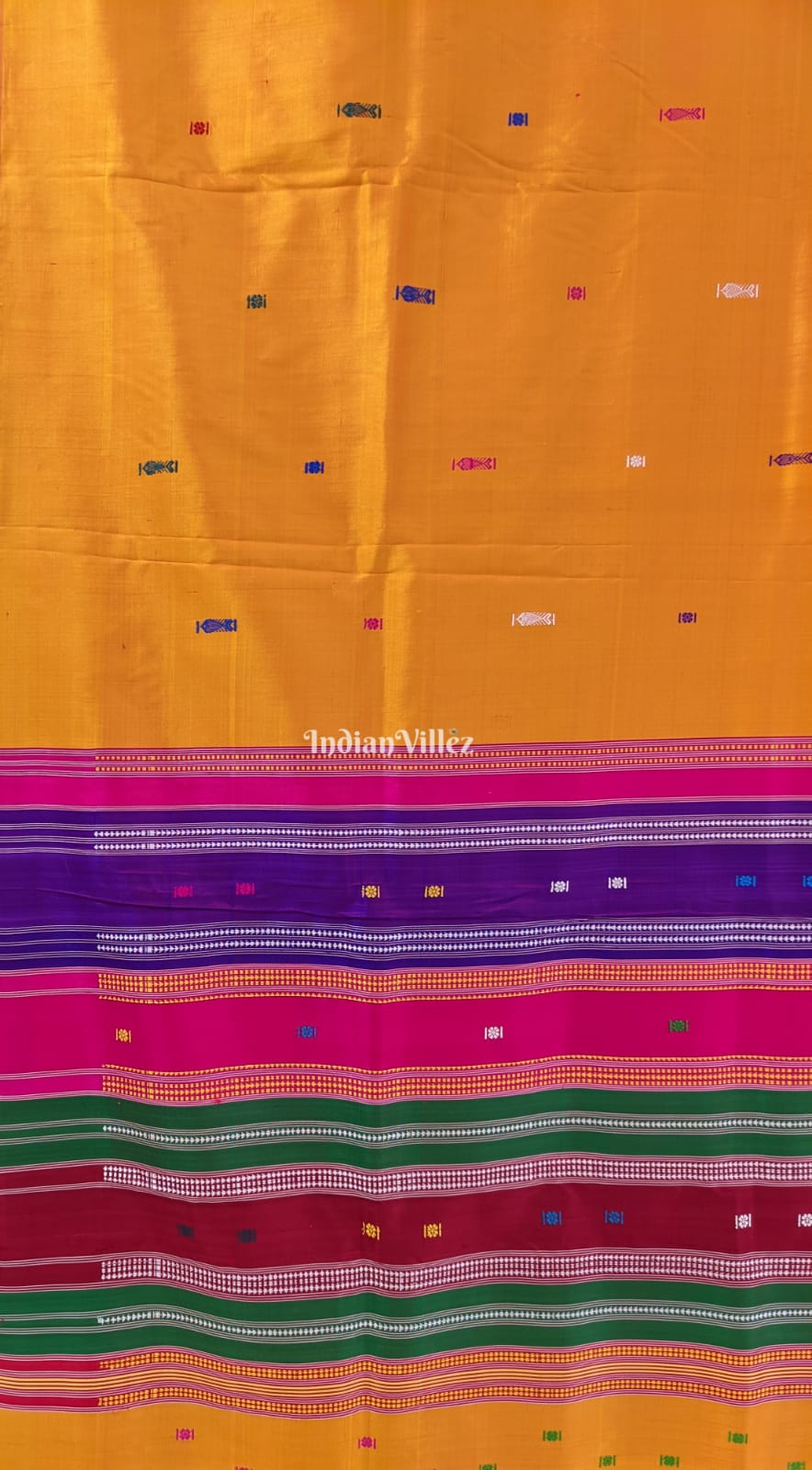 Orange Double Pallu Odisha Ikat Designer Contemporary Silk Saree