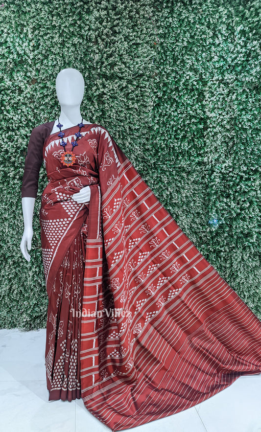 Maroon Red  Laxmi Puja Special Theme Contemporary Designer Silk Sa
