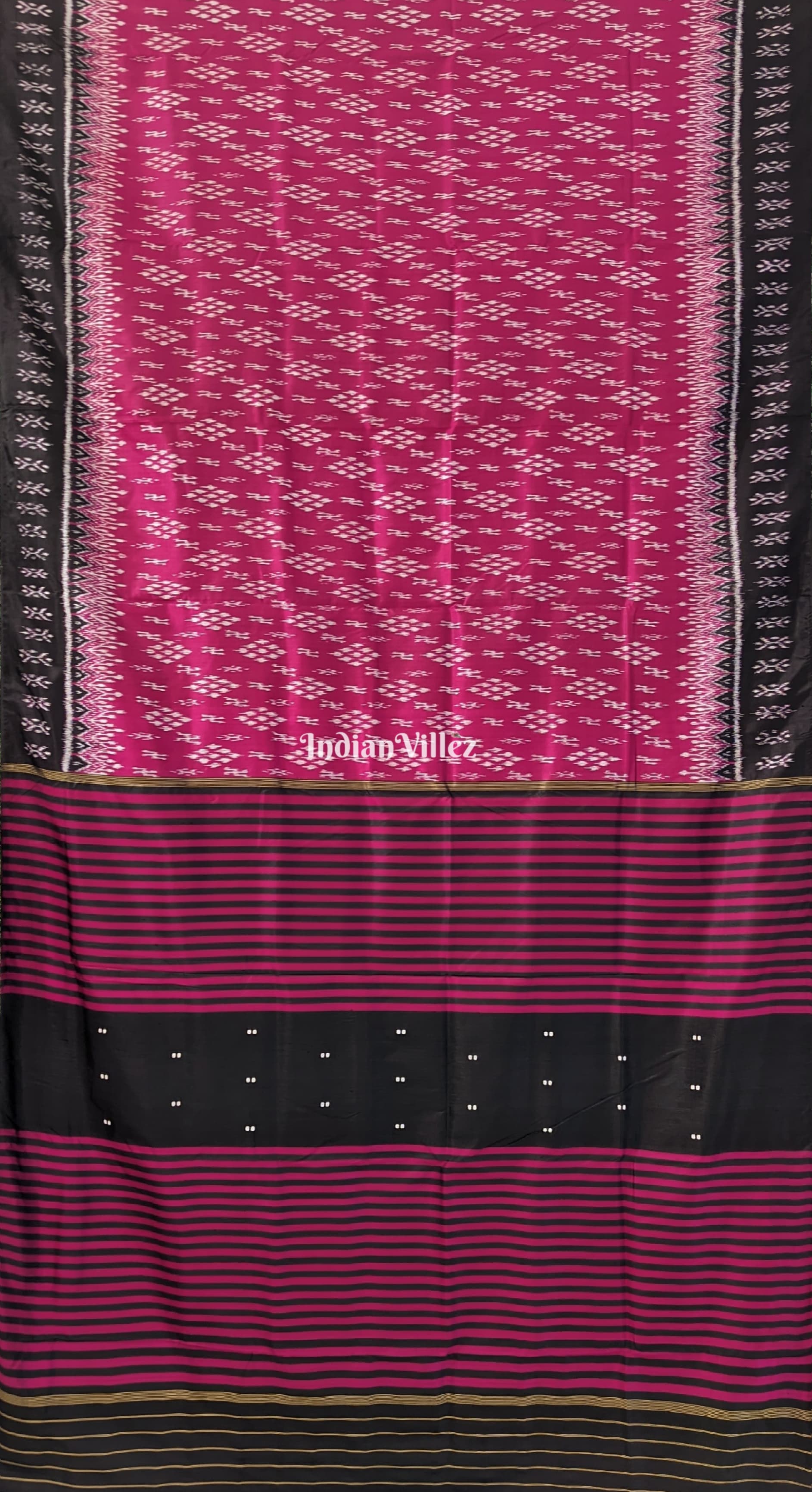Rani Pink Odisha Ikat  Contemporary Silk Saree