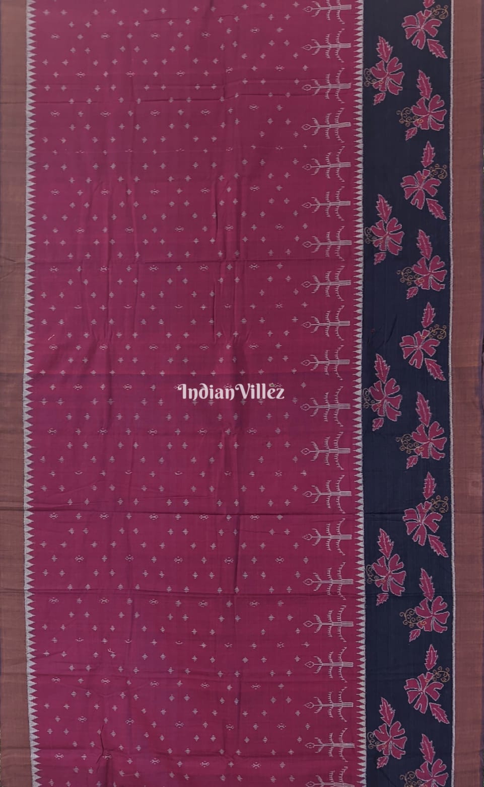 Wine Odisha Ikat Sambalpuri Cotton Saree