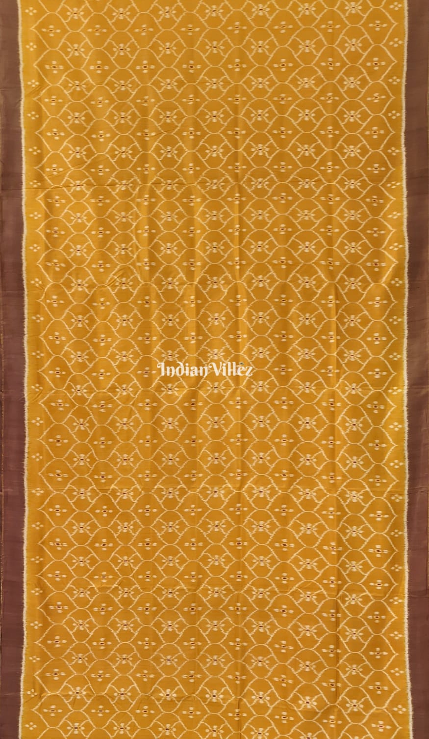 Mustard Yellow Boita Anchal Odisha Ikat Contemporary Silk Saree