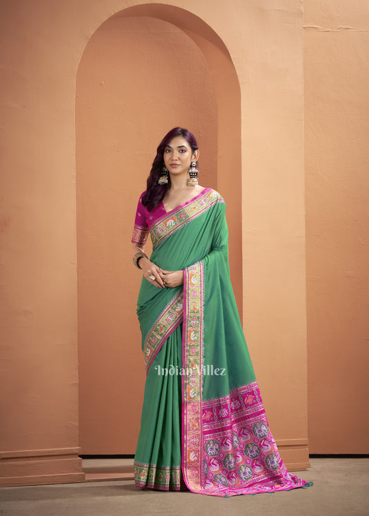 Green Woven Banarasi Patola Silk Saree